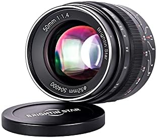 Brightin Star 50mm F1.4 Big Aperture APS-C Manual Focus Mirrorless Camera Lens, Fit for Sony Alpha ZV-E10, A7IV, A6400, A7II, A7SIII, A7III, A7C, A6600, A6100, A7RIV, A6000, A7RIII (Black)