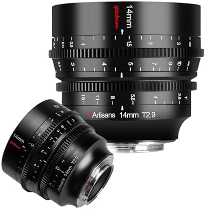 7artisans 14mm T2.9 Cine Lens for Sony E Mount, Full Frame Prime Mirrorless Cameras Lens,114° Wide Angle, 270° Focusing Stroke, for Sony A7,A7R, A7S,A7II,A7RII,A7S II,A9,A7RlII,A7lII,A7RIV,A9 II