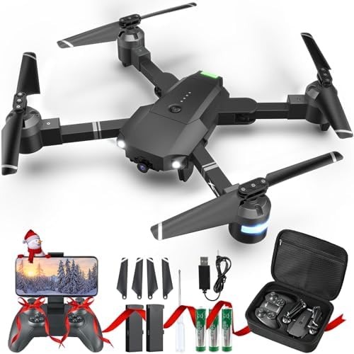 Drone with Camera for Adults, ATTOP 1080P Live Video 120°Wide Angle APP-Controlled Camera Drone for Kids over 8 Years Old, Beginner Friendly with 1 Key Fly/Land/Return, FPV Drone w/ Safe Emergency Stop, Remote/Voice/Gesture Control, 360°Flip, Carrying Case, 2 Batteries, VR Mode, Girls/Boys Gifts