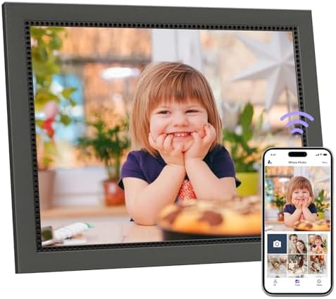 15 Inch Digital Picture Frame WiFi Works with Alexa Voice Control, XISKT Large Picture Frame 16GB Wall-Mounted, IPS Touchscreen, Auto Rotate, Easy Photo, Video Sharing/Gifts for Women, Men, Mom, Dad