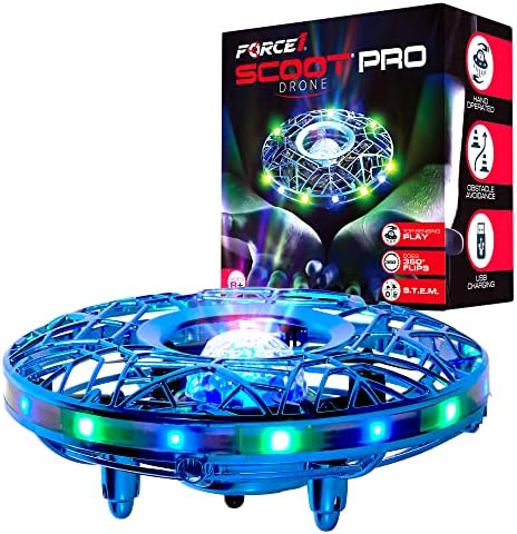 Force1 Scoot Pro Hand Operated Drone for Kids Adults - 360 Induction Hands Free Motion Sensors Mini Drone with Bright LED Projection, Easy Indoor Small UFO Toy Flying Ball Drone Toy for Boys and Girls